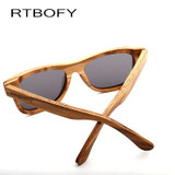RTBOFY Wooden Sunglasses.Bamboo brand sun glasses Vintage Wood Case Beach Sunglasses for Driving gafas de sol YA03