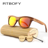 RTBOFY Wooden Sunglasses.Bamboo brand sun glasses Vintage Wood Case Beach Sunglasses for Driving gafas de sol YA03