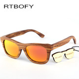 RTBOFY Wooden Sunglasses.Bamboo brand sun glasses Vintage Wood Case Beach Sunglasses for Driving gafas de sol YA03