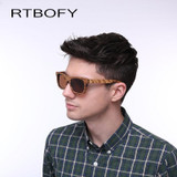 RTBOFY Wooden Sunglasses.Bamboo brand sun glasses Vintage Wood Case Beach Sunglasses for Driving gafas de sol YA03