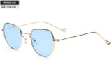 RSSELDN Newest Ocean Small Square Sunglasses Women Fashion 2017 Gold Metal Clear Blue Sun glasses For Men Small Size uv400