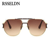 RSSELDN New Big Men Gold Metal Frame Sunglasses Woman Luxury Brand High Quality Sun glasses Male UV400 2017 Fashion glasses