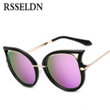 RSSELDN Fashion Retro Metal Frame Cat Eye Sunglasses Women Brand Vintage Coating Sun glasses Female oculos de sol feminino UV400