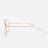 ROYAL GIRL Large Frame Rhinestones Eyewear Frames Twin-Beams Women Optical Eyeglasses Gold Glasses Frames SS046