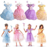 Girls Summer Dresses Kids Cinderella Aurora Rapunzel Belle Princess Dresses Girls Halloween Xmas Party Dresses Cosplay Costume