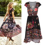 Girls Summer  Floral Boho Sundress Vintage Long Maxi Evening Party Beach Dress
