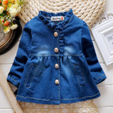 Girls Spring Coat 2016 Autumn Fashion Baby Kids Jackets Long-sleeved Cardigan Denim Girls Coats and Jackets Children Outerwear