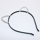 Girls Shine Cat Ear Princess Hairband Child Birthday Party Crown Headband Kids Crystal Diamond Tiara Hair Bands Hair Accessories