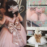 Girls Princess Dresses Cute Kids Baby Girl Sequins Bowknot Dress Sleeveless Christmas Party Banquet Dresses Sundress Clothes