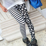 Girls Pants Breathable Spring Women Leggins Stars Stitching Stripe Leggings Elastic