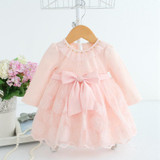 Lace bownot baby dress princess baby clothes autumn for 0-2 baby girls dress children kids clothing