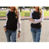 Lace Blouses Shirts Women Long Sleeve Blouse Blusa Feminina shirt Blouse Tops Solid O Neck Casual Shirts 5 Colors