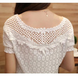 Lace Blouse ZANZEA Plus Size 6XL Women 2018 Spring Autumn Long Sleeve Shirts White Patchwork Floral Blouse Hollow Out Casual Top