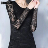 Lace Blouse Shirt Women Patchwork Mesh Long Sleeve Embroidery Blouse Female Autumn Winter 2018 Korean Formal Ladies Office Shirt