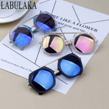 LABULAKA 2017 New Fashion Korean Children Sunglasses Metal Kids Eyewear Big Frame Cute Boys Girls Sun glasses Baby Goggles