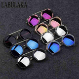LABULAKA 2017 New Fashion Korean Children Sunglasses Metal Kids Eyewear Big Frame Cute Boys Girls Sun glasses Baby Goggles
