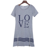 Laamei Summer O-Neck Long T-Shirt Dress Women Letter Print Dresses Short Sleeve Casual Loose Streetwear Sundress Plus Size 5XL