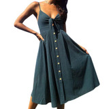 LAAMEI Sexy Party Dress Women Sexy Bodycon Ladies Sundress Spaghetti Strap Backless Bandage Dress Boho V-Neck Summer Dresses