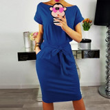 Laamei 2018 Summer Dress Women Fashion Print Bandage Elegant Cute Sashes Robes V-neck Sexy Slim Sheath Women Dresses Vestidos