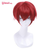 L-email wig Brand New 25cm Women Men Cosplay Wigs Red Burgundy Short Heat Resistant Synthetic Hair Perucas Unisex Cosplay Wig