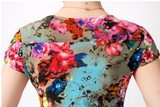 L-5XL 2017 New 21 styles Fashion Women summer Tunic Milk Silk Print Short sleeve O neck Slim dress Plus Size sexy casual dresses