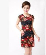 L-5XL 2017 New 21 styles Fashion Women summer Tunic Milk Silk Print Short sleeve O neck Slim dress Plus Size sexy casual dresses