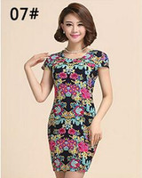 L-4XL 2017 New Fashion Women Summer dress Slim Tunic Milk Silk print Floral dresses Casual Plus Size sexy bodycon dress  XW101