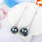l&amp;Zuan 100% S925 Silver Round Seashell Pearl Elegant Dangle Earrings and Graceful Drop Earring For Women Fine Jewelry Brincos