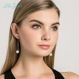 l&amp;Zuan 100% S925 Silver Round Seashell Pearl Elegant Dangle Earrings and Graceful Drop Earring For Women Fine Jewelry Brincos