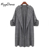 L - 5XL 2017 New Spring Autumn Fashion Long Sleeve Gray Casual Windbreaker Long Coat Baggy Clothes Women Trench Coat Plus Size