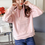 KYMAKUTU Hooded Suede Sweatshirts All Match Solid Hoodies with Pocket New Fashion Moletom Feminino Autumn Winter Sudaderas Mujer
