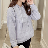 KYMAKUTU Hooded Suede Sweatshirts All Match Solid Hoodies with Pocket New Fashion Moletom Feminino Autumn Winter Sudaderas Mujer