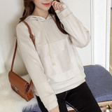 KYMAKUTU Hooded Suede Sweatshirts All Match Solid Hoodies with Pocket New Fashion Moletom Feminino Autumn Winter Sudaderas Mujer
