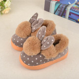 Children'S Cotton Shoes Kids Home Slippers Boys And Girls Baby Cute Rabbit Ears Plush Ball Thickening Warm Indoor Shoes Fashion