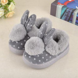 Children'S Cotton Shoes Kids Home Slippers Boys And Girls Baby Cute Rabbit Ears Plush Ball Thickening Warm Indoor Shoes Fashion
