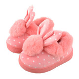 Children'S Cotton Shoes Kids Home Slippers Boys And Girls Baby Cute Rabbit Ears Plush Ball Thickening Warm Indoor Shoes Fashion