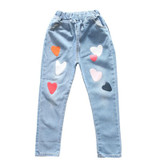 Children's Denim Clothing Girls Jeans Spring Autumn Long Trousers Heart Print Cute Pants Outfit For Teenager Girls Child Clothes