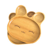 Children Wooden Food Dish Kids Divided Plates Baby Tableware