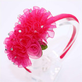 Children Solid Color Chiffon Flowers HairBands Cute Hair Hoop Boutique Hair Bands Rhinestone Head Band Girls Hair Accessories