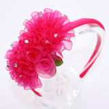 Children Solid Color Chiffon Flowers HairBands Cute Hair Hoop Boutique Hair Bands Rhinestone Head Band Girls Hair Accessories