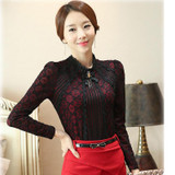 2016 Autumn Winter Fashion Lace Blouse Long Sleeve Slim Body Floral Lace Shirt Women Tops Elegant Plus Size Lace Top 801G 25