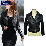 2016 Autumn Spring Short Fashion Leather Jacket Women Casual Coat Motorcycle jacket PU Leather Clothing Plus size Ladies Outwear