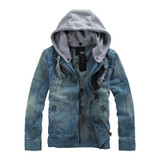 2016 Autumn Mens Denim Jacket Retro Slim hooded Outwear Casual Jeans Hoodies Cowboy Mens Jacket and Coat Plus Size 4XL 5XL