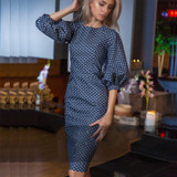 2016 Autumn Fashion Women Polka Dots Print Dress Casual O-neck Lantern Sleeves Dress Elegant Bodycon Party Dress Vestidos S3