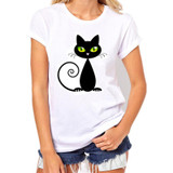2017 Brand t shirts women Harajuku Funny Black Cat Prints Simple casual short sleeve O-neck women's t shirt Female Tees Tops 2017 Brand t shirts women Harajuku Funny Black Cat Prints Simple casual short sleeve O-neck women's t shirt Female Tees Tops