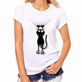 2017 Brand t shirts women Harajuku Funny Black Cat Prints Simple casual short sleeve O-neck women's t shirt Female Tees Tops 2017 Brand t shirts women Harajuku Funny Black Cat Prints Simple casual short sleeve O-neck women's t shirt Female Tees Tops