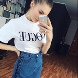 2017 Brand Summer Tops Fashion Clothes for Women VOGUE Letter Printed Harajuku T Shirt Red Black female T-shirt Camisas 2017 Brand Summer Tops Fashion Clothes for Women VOGUE Letter Printed Harajuku T Shirt Red Black female T-shirt Camisas