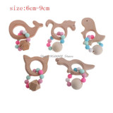 2017 Baby Nursing Bracelets Wooden Teether Silicone Chew Beads Teething Wood Rattles Toys Gift DEC1_30