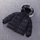 KISBINI Kids Thick Cotton Jacket Boys Girls Winter Padded Coat Warm Fur Hooded Parka Children Outerwear Child Clothing Chaqueta