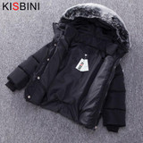 KISBINI Kids Thick Cotton Jacket Boys Girls Winter Padded Coat Warm Fur Hooded Parka Children Outerwear Child Clothing Chaqueta